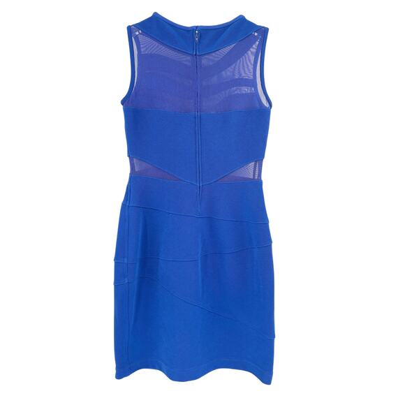 TADASHI Dress Size S Blue Mesh Cut Outs Mini Sheath - Picture 5 of 6